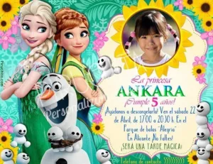 Invitación cumpleaños Frozen Spring Fever #01 con Foto | Digital Imprimible