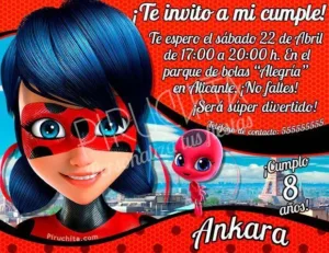 Invitación cumpleaños Ladybug / Prodigiosa #01 | Digital Imprimible