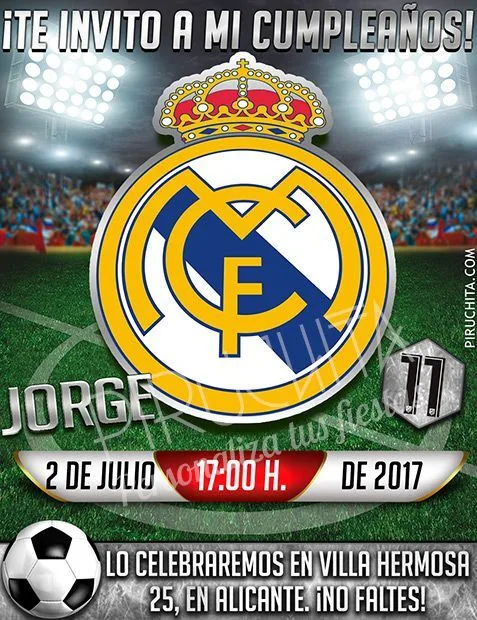 Invitación cumpleaños Fútbol - Real Madrid