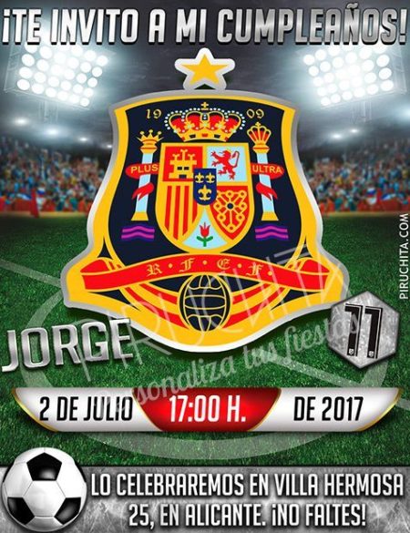 Invitación cumpleaños Fútbol - Selección Española | Digital Imprimible