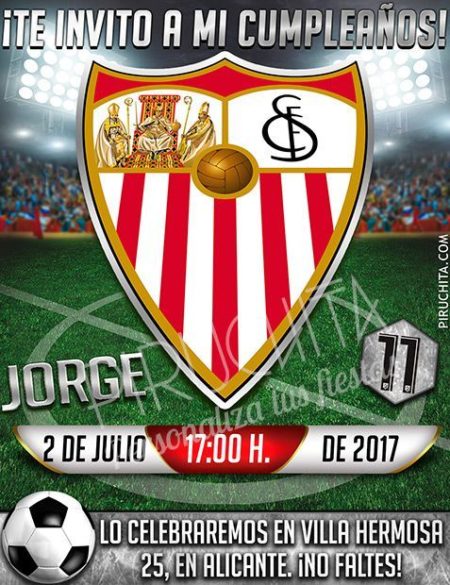 Invitación cumpleaños Fútbol - Sevilla | Digital Imprimible