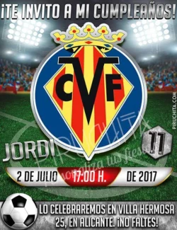 Invitación cumpleaños Fútbol - Villarreal | Digital Imprimible