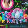 Invitación cumpleaños Trolls #02 con Foto | Digital Imprimible