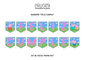 Decoración fiesta de cumpleaños Peppa Pig para imprimir