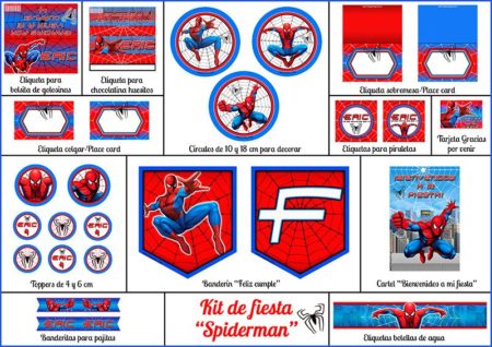Decoración fiesta de cumpleaños Spiderman para imprimir