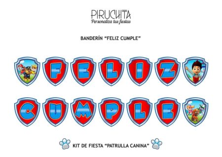 Decoración fiesta de cumpleaños La Patrulla Canina para imprimir
