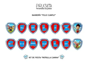 Decoración fiesta de cumpleaños La Patrulla Canina para imprimir