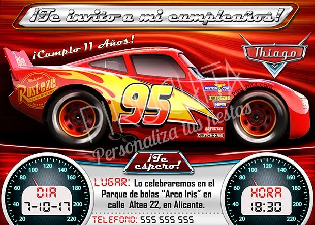 Invitación cumpleaños Cars-3 #01