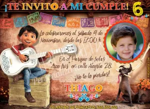 Invitación cumpleaños Coco #02 con Foto | Digital Imprimible