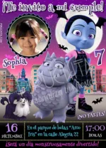 Invitación cumpleaños Vampirina #02 con Foto | Digital Imprimible