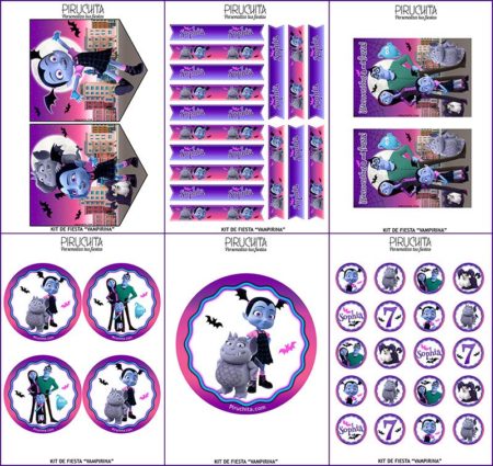 Decoración fiesta de cumpleaños Vampirina para imprimir