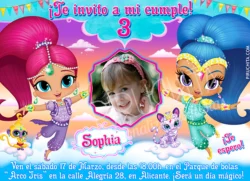 Invitación cumpleaños Shimmer & Shine #03 con Foto | Digital Imprimible