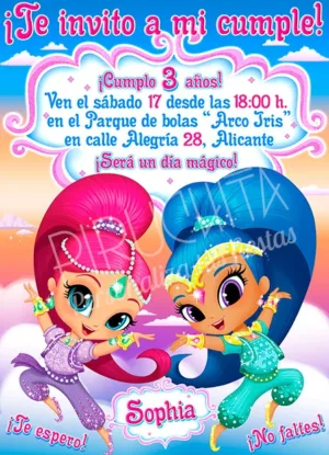 Invitación cumpleaños Shimmer & Shine #04 | Digital Imprimible