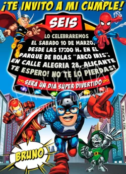 Invitación cumpleaños Súper Héroes Squad #04 | Digital Imprimible