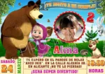 Invitación cumpleaños Masha y el Oso #02 con Foto | Digital Imprimible