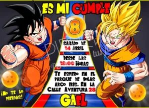 Invitación cumpleaños Dragon Ball #01 | Digital Imprimible