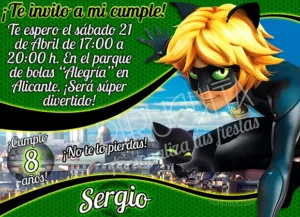 Invitación cumpleaños Ladybug / Cat Noir #04 | Digital Imprimible