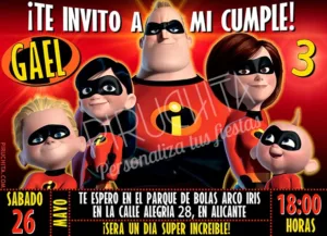 Invitación cumpleaños Los Increíbles #02 | Digital Imprimible