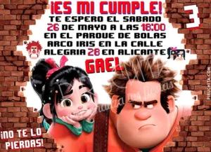 Invitación cumpleaños Rompe Ralph #01 | Digital Imprimible