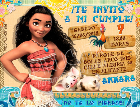 Invitación cumpleaños Vaiana (Moana) #01 | Digital Imprimible
