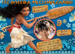 Invitación cumpleaños Vaiana (Moana) #03 con Foto| Digital Imprimible