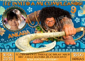 Invitación cumpleaños Vaiana (Moana) #04 con Foto| Digital Imprimible