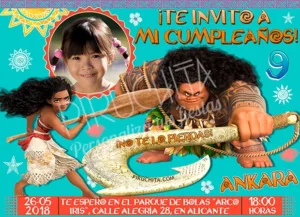 Invitación cumpleaños Vaiana (Moana) #05 con Foto| Digital Imprimible