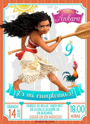 Invitación cumpleaños Vaiana (Moana) #09 | Digital Imprimible