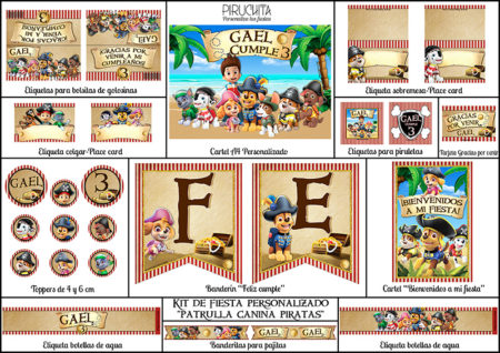 Decoración fiesta de cumpleaños La Patrulla Canina Piratas para imprimir