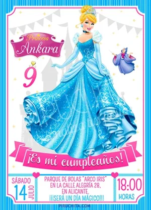 Invitación cumpleaños La Cenicienta #01 | Digital Imprimible