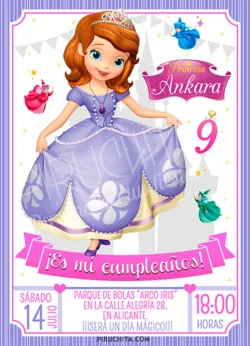 Invitación cumpleaños La Princesa Sofía #13 | Digital Imprimible