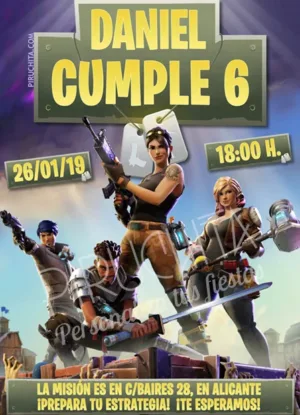 Invitación cumpleaños Fortnite #02 | Digital Imprimible