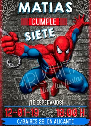 Invitación cumpleaños Spiderman #01 | Digital Imprimible