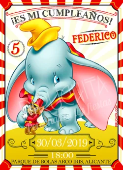 Invitación cumpleaños Dumbo #01 | Digital Imprimible