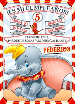 Invitación cumpleaños Dumbo #02 | Digital Imprimible