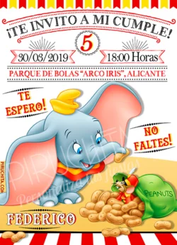 Invitación cumpleaños Dumbo #03 | Digital Imprimible