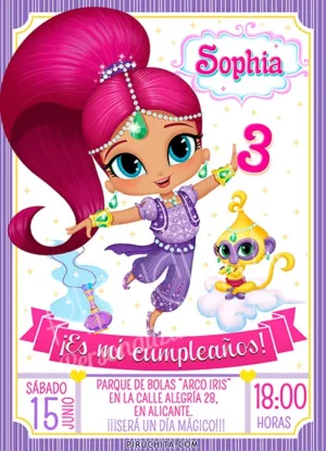 Invitación cumpleaños Shimmer & Shine #05 | Digital Imprimible