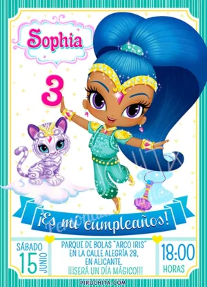 Invitación cumpleaños Shimmer & Shine #06 | Digital Imprimible