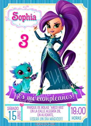 Invitación cumpleaños Shimmer & Shine #07 | Digital Imprimible