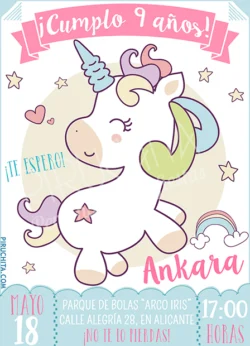 Invitación cumpleaños Unicornios #04 | Digital Imprimible
