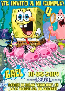 Invitación cumpleaños Bob Esponja #03 | Digital Imprimible