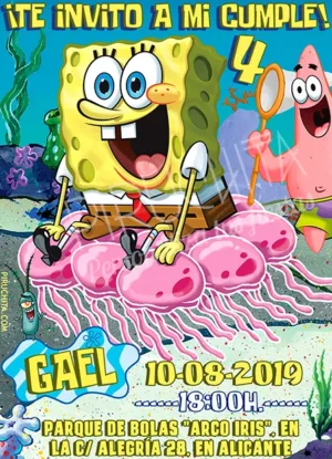 Invitación cumpleaños Bob Esponja #03 | Digital Imprimible