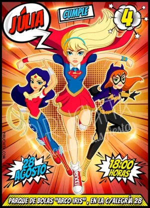 Invitación cumpleaños SuperHero Girls #02 | Digital Imprimible