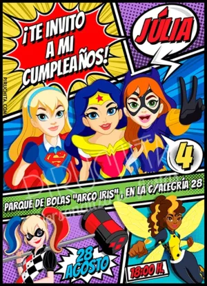 Invitación cumpleaños SuperHero Girls #03 | Digital Imprimible