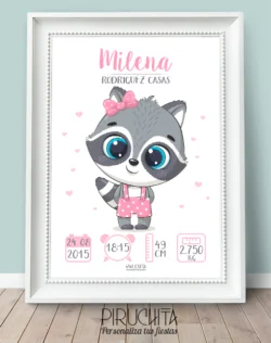 Lamina Nacimiento Mapache Niña