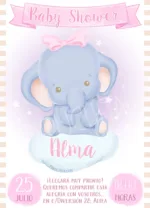 Invitación Baby Shower de Niña - Elefanta