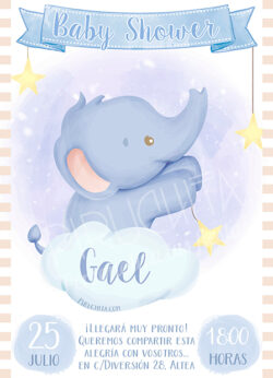 Invitación Baby Shower de niño-Elefante
