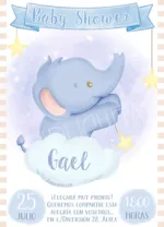 Invitación Baby Shower de niño-Elefante