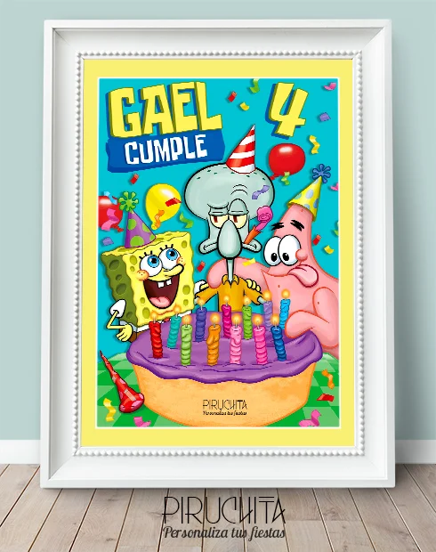 Lámina de Cumpleaños Bob Esponja, Patricio y Calamardo de bob esponja Lámina de Cumpleaños Bob Esponja, Patricio y Calamardo