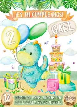 Invitación de Cumpleaños de Dinosaurios Invitación de Cumpleaños de Dinosaurios